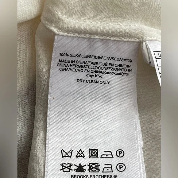 Brooks Brothers Neck Tie Cream White 100% Silk Blouse Size 8 - Picture 9 of 9